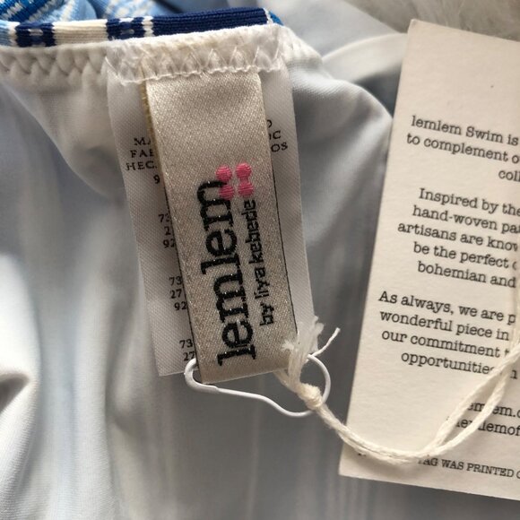 Lemlem Eshal High Waist Bikini Bottom Blue Striped‎ Swimwear Size Small Stylish - Picture 7 of 8